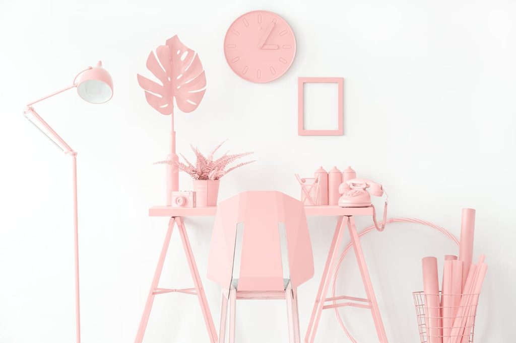 pink workspace interior P5QY4PV